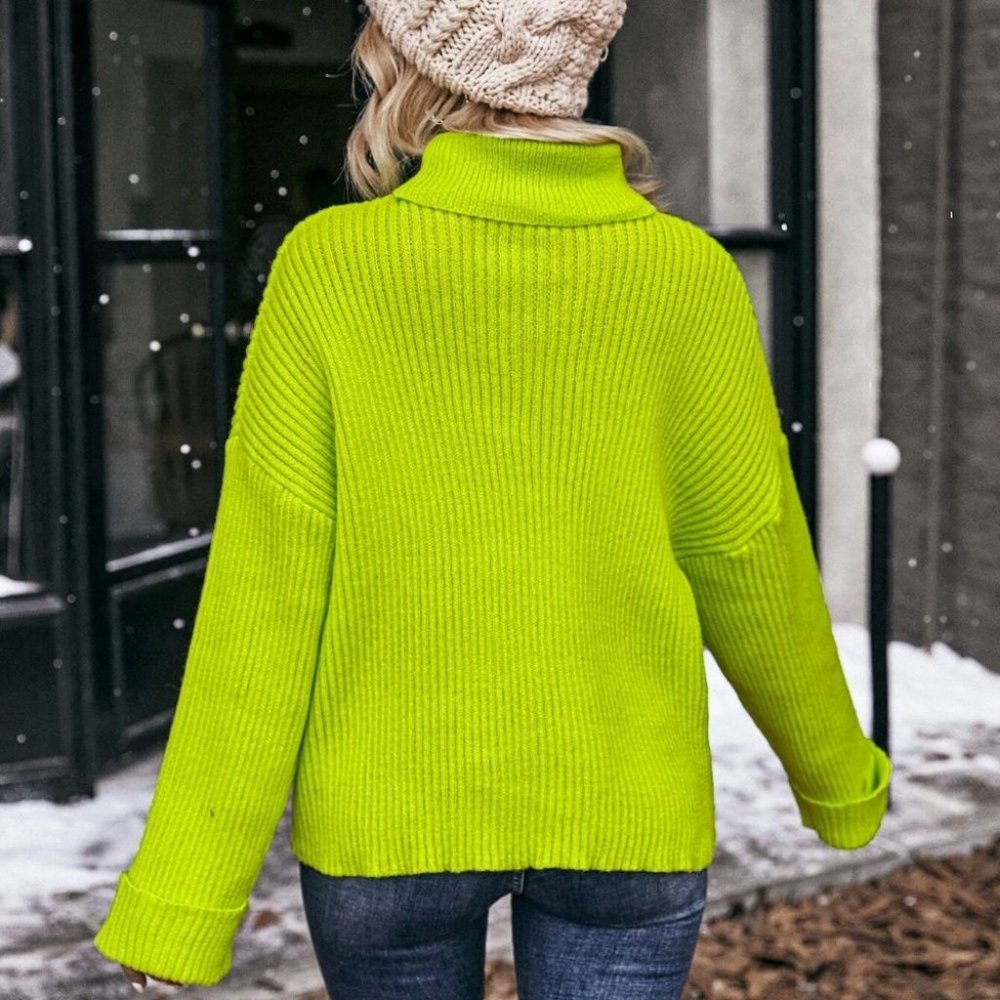 Green with envy causal long sleeved Turtleneck Sweater - Picture 4 of 4